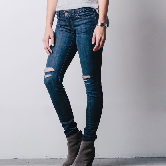 DSTLD Denim - DSTLD skinny distressed dark wash jeans